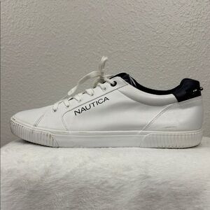 Nautica White Sneakers with Navy Heel Accent